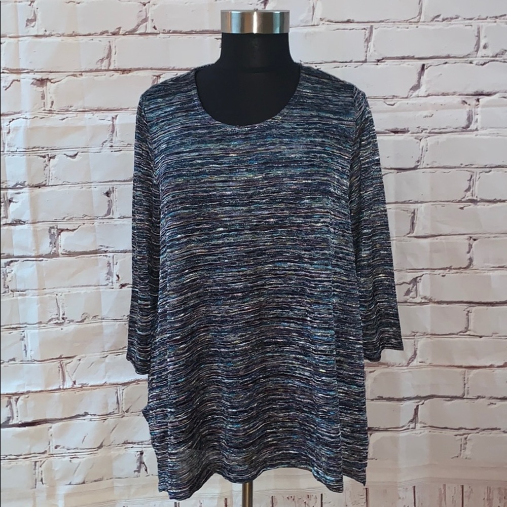 3/4 sleeve shark bite hem texture top sz 18/20